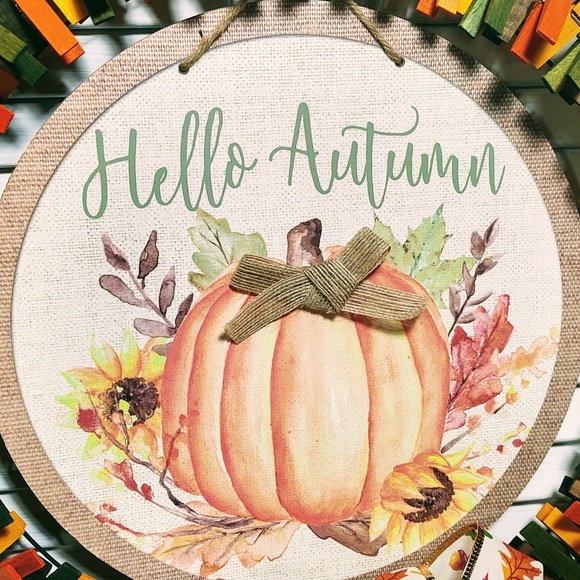 Hand Crafted Fall Clothespin Wreath - Picture 4 of 7